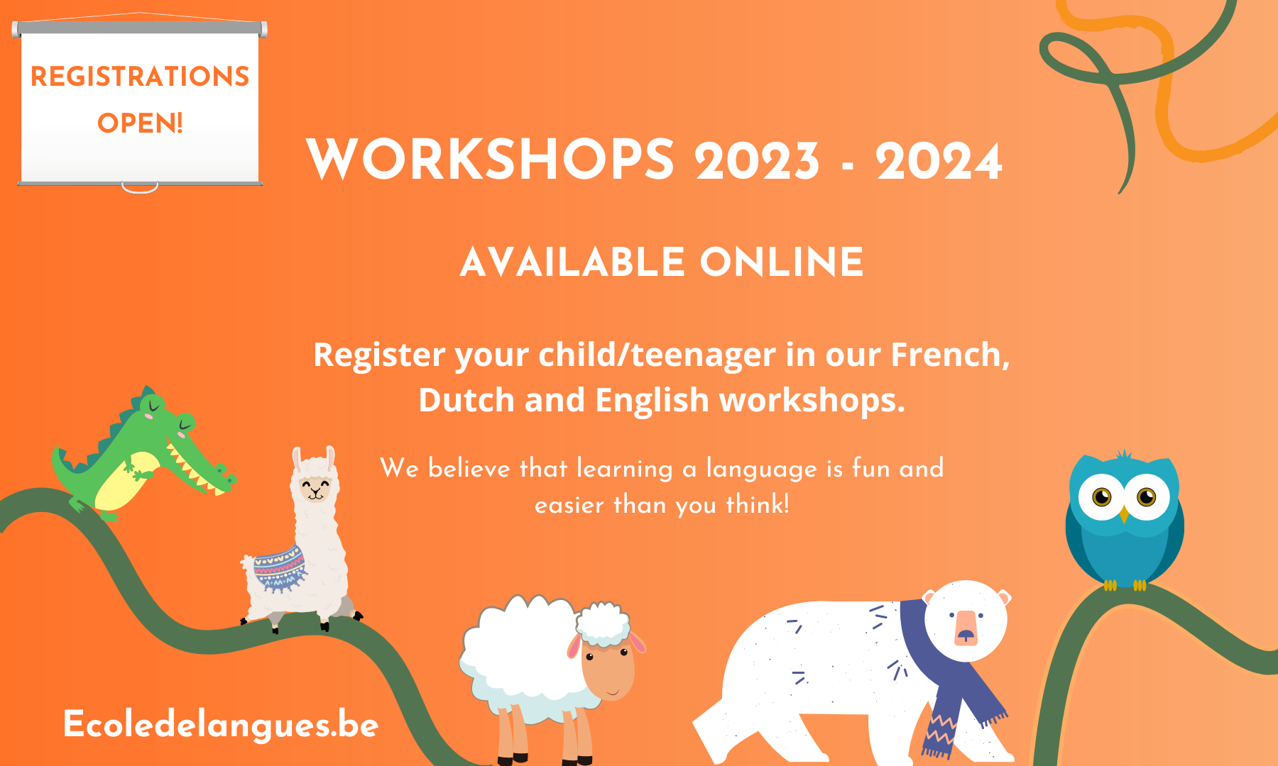 workshops 2023-2024 French dutch English for children and teenagers