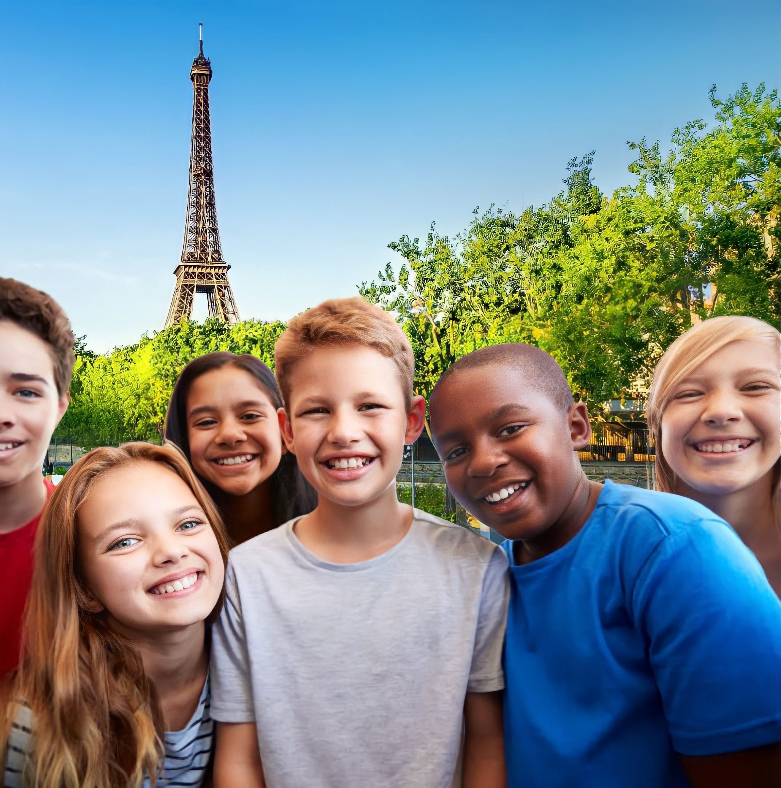 adolescents devant la Tour Eiffel